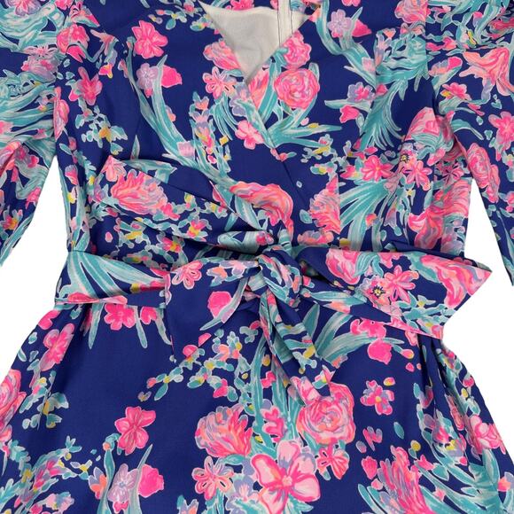 Lilly Pulitzer Rosie Stretch Dress Women’s 4 Corsica Blue Toucan Party Back Zip - Picture 4 of 11